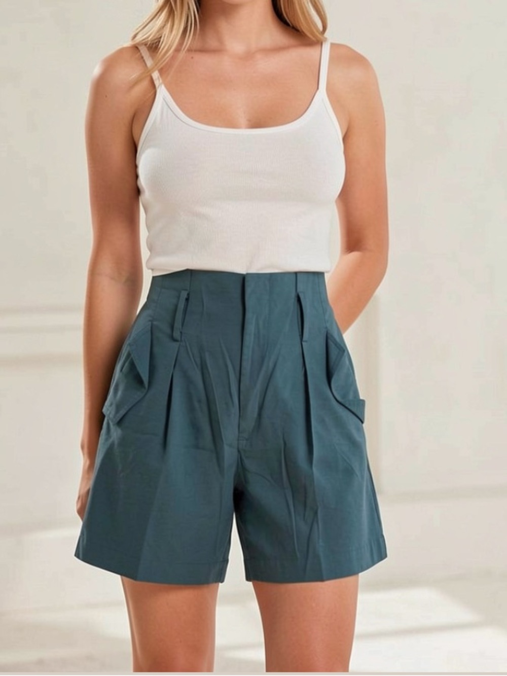 Teal Women's High waisted Shorts